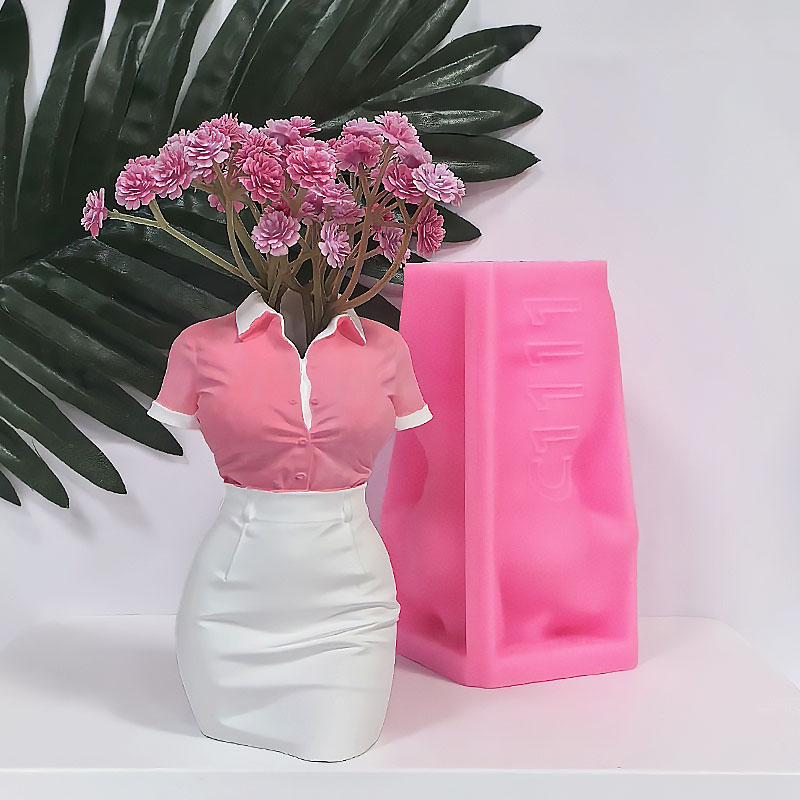Florist Supply Vases - แม่พิมพ์ซิลิโคนรูปทรงกระโปรงคนสำหรับแจกันดอกไม้ แม่พิมพ์ปูนซีเมนต์ DIY สำหรับจัดดอกไม้ แม่พิมพ์หล่อปูนรูปทรงเสื้อและกระโปรงคน